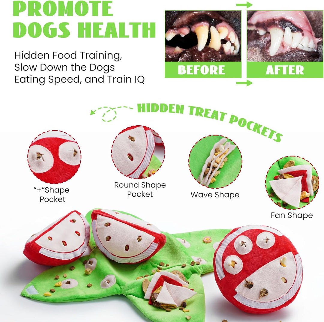 Pet supplies: Dog Fruit Puzzle Plush Toy, squeaky interactive hide and seek fun
