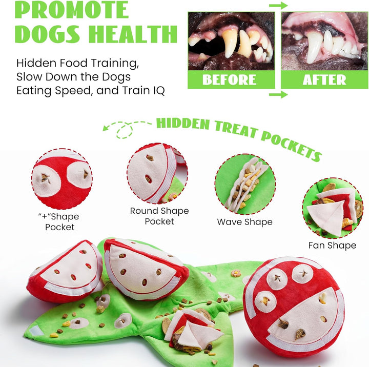 Pet supplies: Dog Fruit Puzzle Plush Toy, squeaky interactive hide and seek fun
