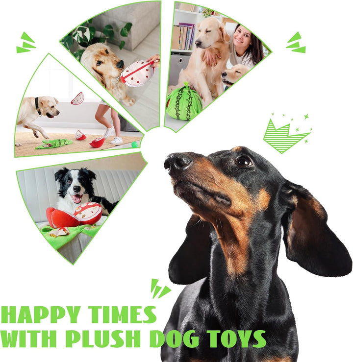 Enrichment Dog Fruit Puzzle Plush, mental stimulation toy for playful pets