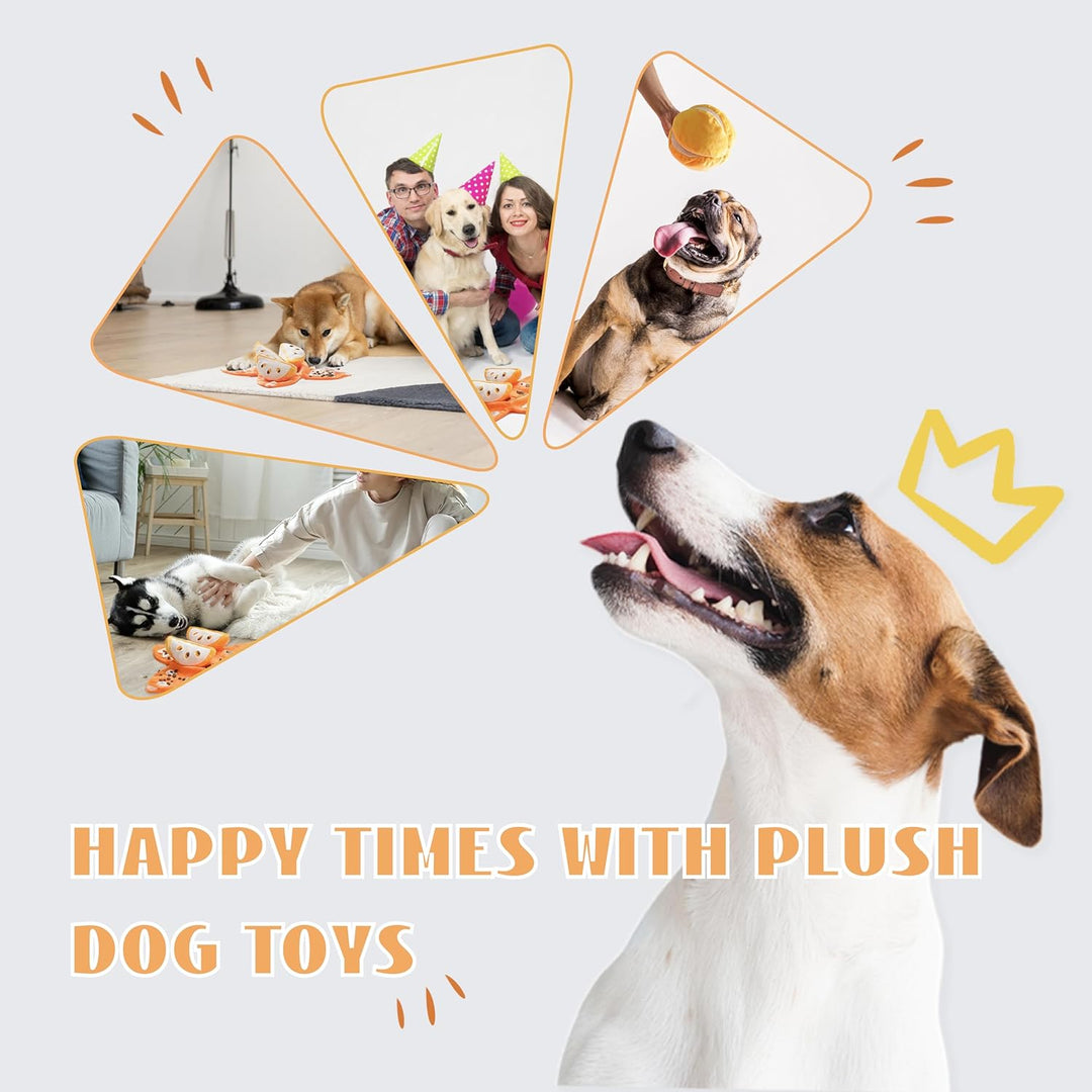 Plush hide and seek Dog Fruit Toy, squeaky pet enrichment for active dogs