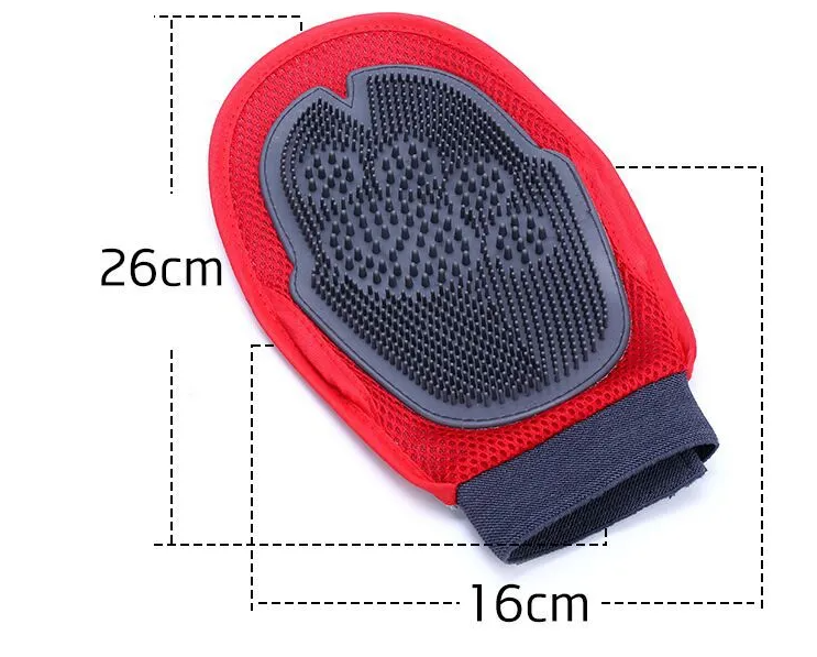 Black silicone dog grooming bath glove, ideal for massaging and cleaning pets during bath time.