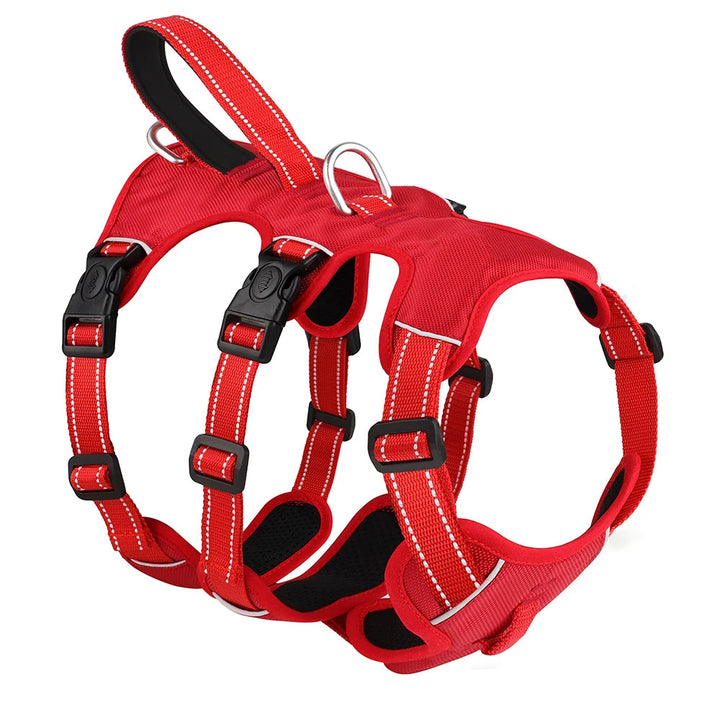 Dog harness with handle, reflective stitching, adjustable straps, ideal for training & outdoor adventures