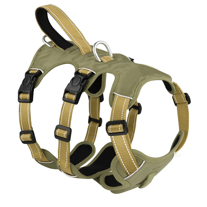Waterproof dog harness with sturdy handle and reflective accents for medium to large dogs, pet supplies