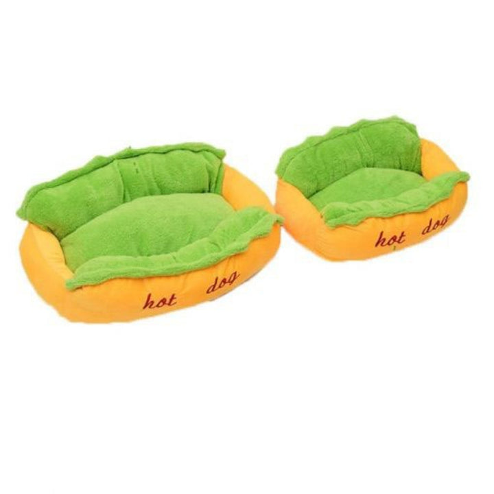 Dog hot dog plush pet bed, cozy comfort for small to medium dogs, washable dog accessory