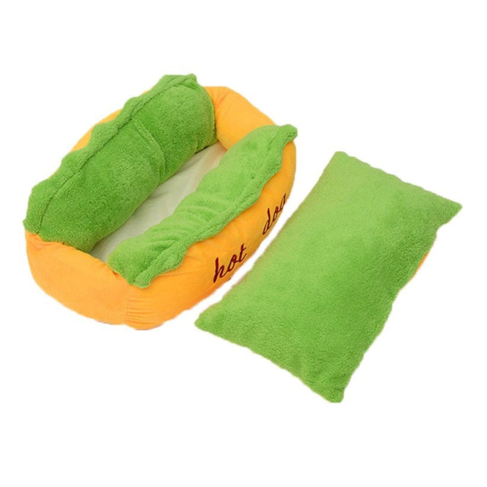 New arrival hot dog dog bed, a unique and comfortable plush pet accessory for ultimate relaxation