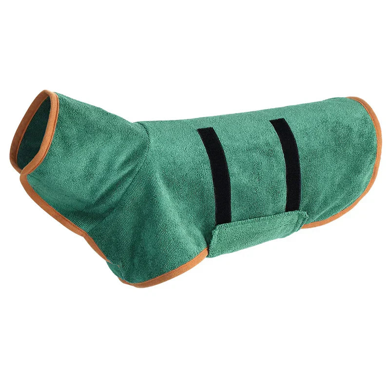 Puppy wrapped in a plush quick-dry microfiber dog drying towel, looking adorable