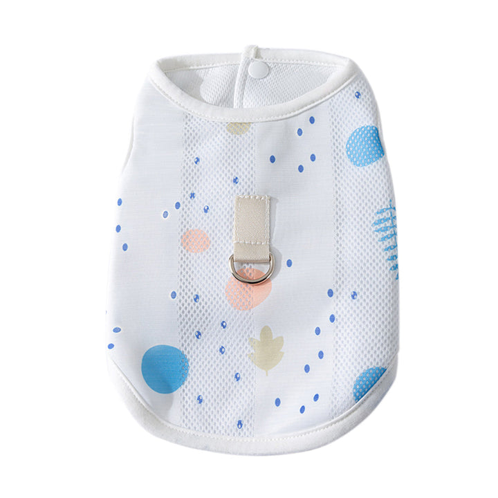 Side view of dog summer cooling vest; evaporative technology keeps dog cool during outdoor adventures