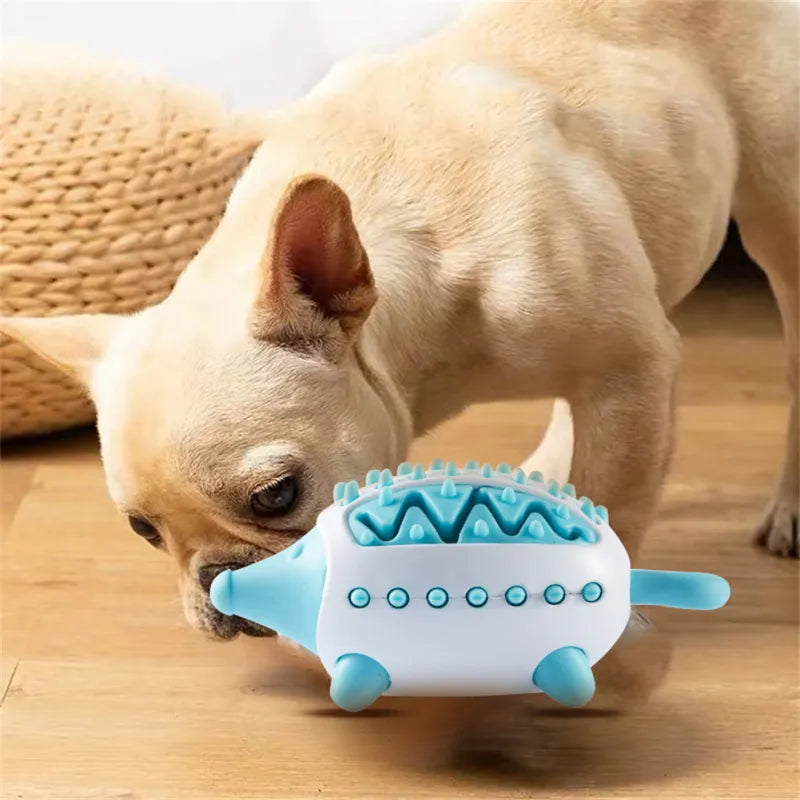 Hard-wearing dog toy designed for chewing and mental stimulation, features a treat dispenser