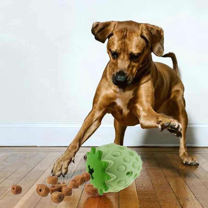 Interactive dog enrichment toy, strawberry design, made from pet-safe rubber