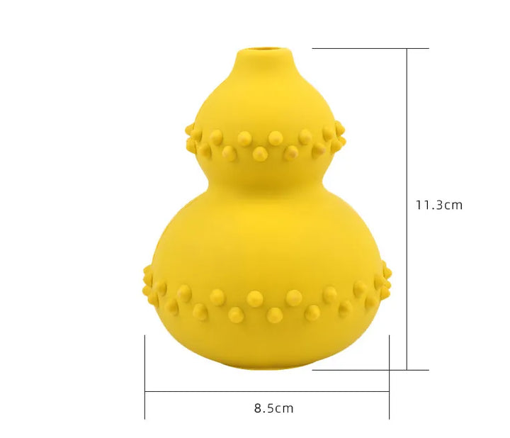 Yellow Dog Interactive Treat Dispenser Chew Toy with textured surface for dental health.
