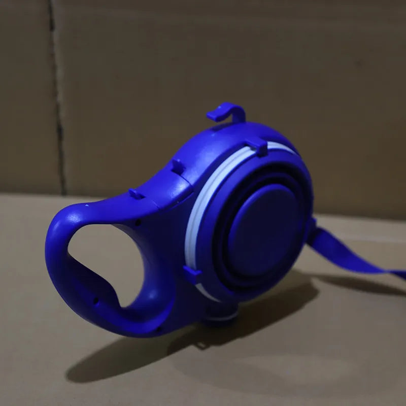 Multi-functional dog leash: includes water bottle, collapsible bowl, and waste bag storage
