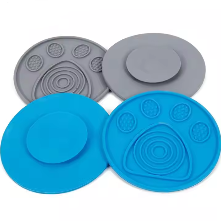 Wall-mount dog lick mat for bath time; a durable silicone pet distraction during grooming.