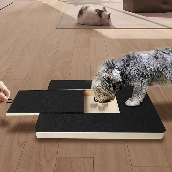 Dog nail scratch board with hidden treats for natural grooming and paw health enrichment