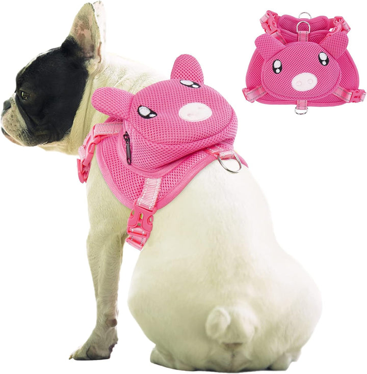 Side view of dog hiking harness with storage pockets and adjustable straps