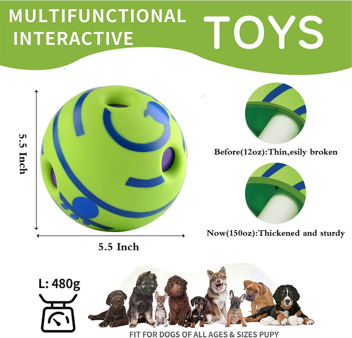Assortment of Wobble Giggle Dog Toy Balls in various sizes, ideal interactive pet toys for dogs.