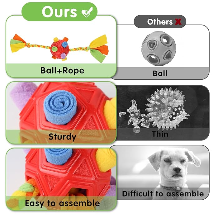 Snuffle ball interactive dog toy for mental stimulation and slow feeding treats