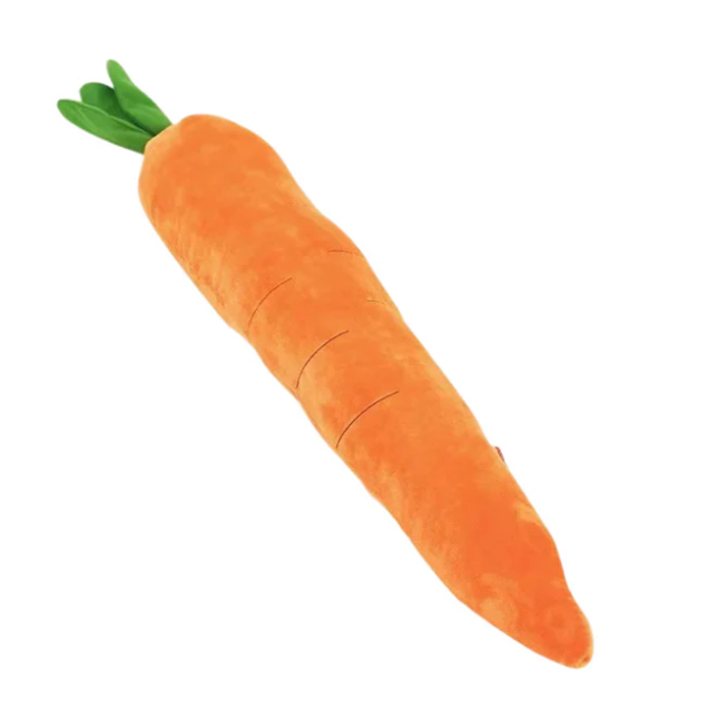 Plush carrot dog toy, perfect pet supplies for chewing and playful dog interaction.