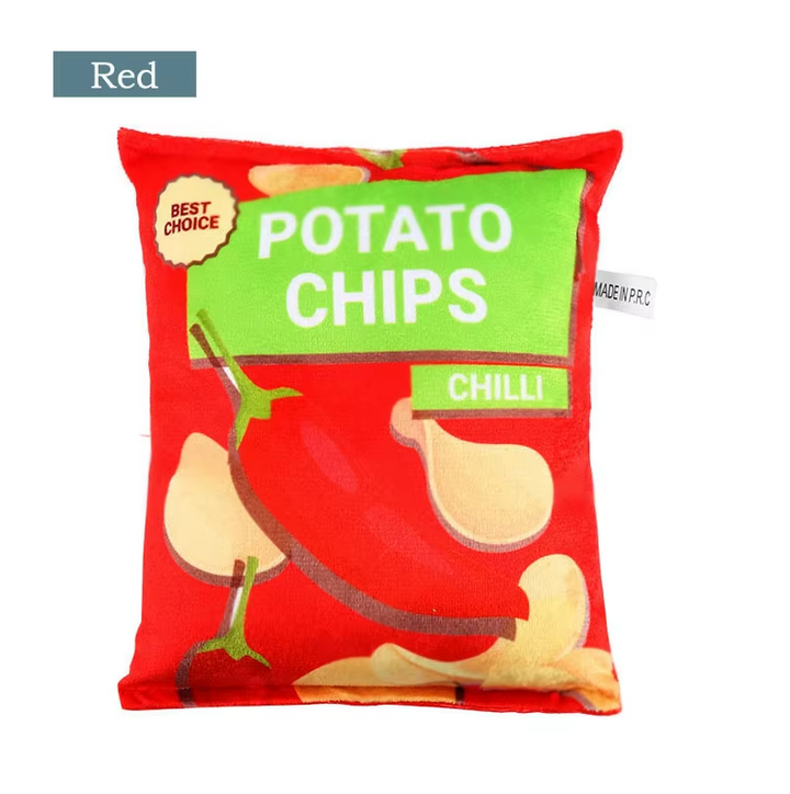 Pet chew toy, plush crisps bag design with squeaker, perfect for dog playtime