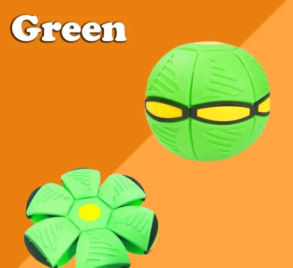 Luminous transforming Pop-Up Disc Ball, an interactive dog toy for day & night play