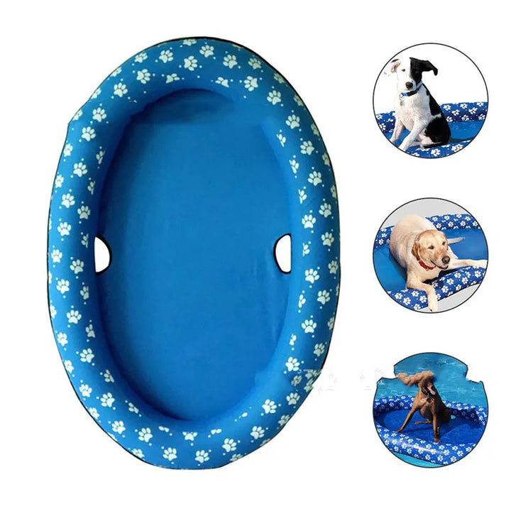 Dog Portable Inflatable Pet Bathtub with dog inside, for easy pet grooming & outdoor use
