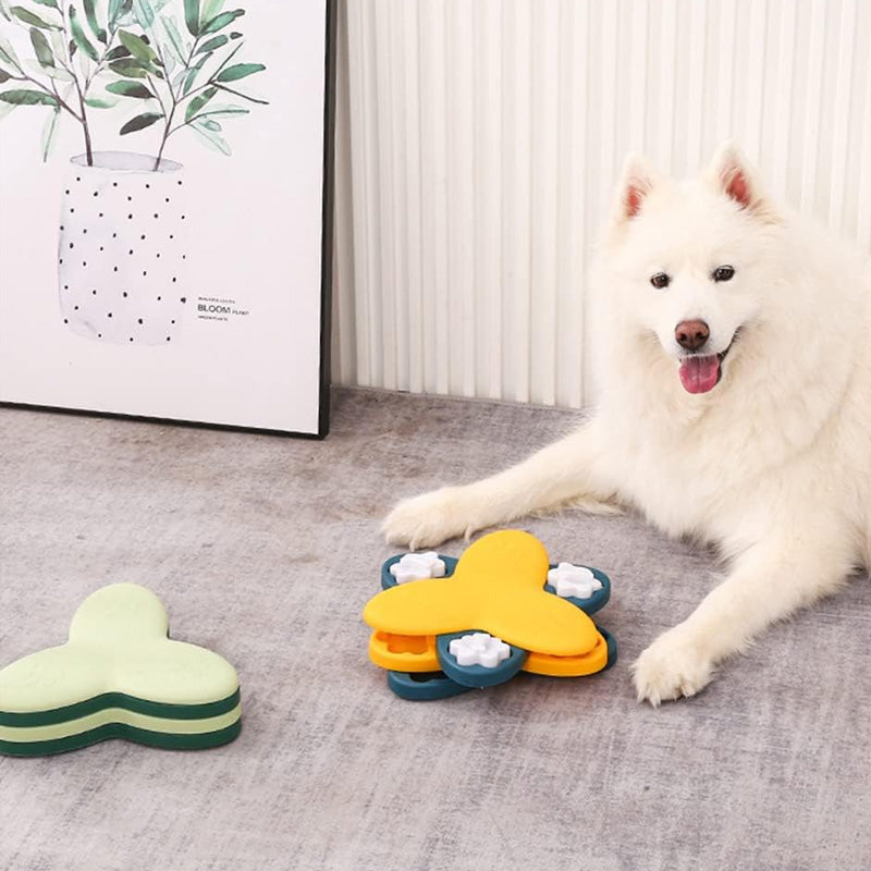 Easy-clean dog puzzle feeder bowl, grey, durable pet supply for mental enrichment and slow eating.