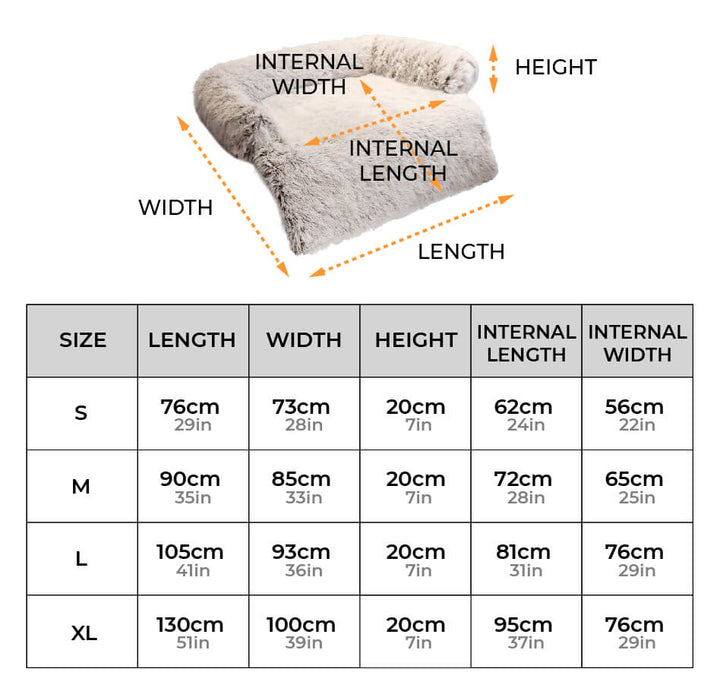 Multi-functional pet accessory: a washable furniture protector and calming faux fur dog bed