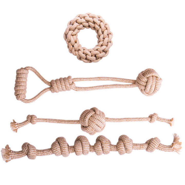 Dog rope chew toy set, multi-color, for dental health and teeth cleaning, durable pet supplies.
