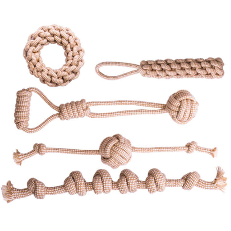 Interactive dog rope chew toy set, durable and colorful, ideal for teeth cleaning, pet supplies.
