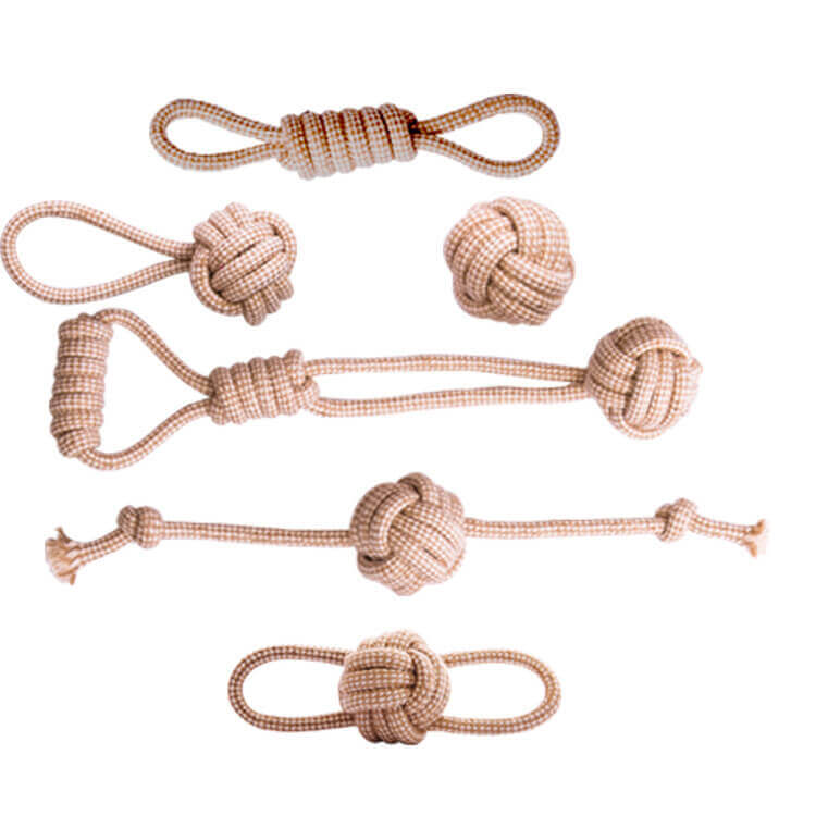 Variety of dog chew rope toys, designed for dental health and strong chewers, all dog sizes.