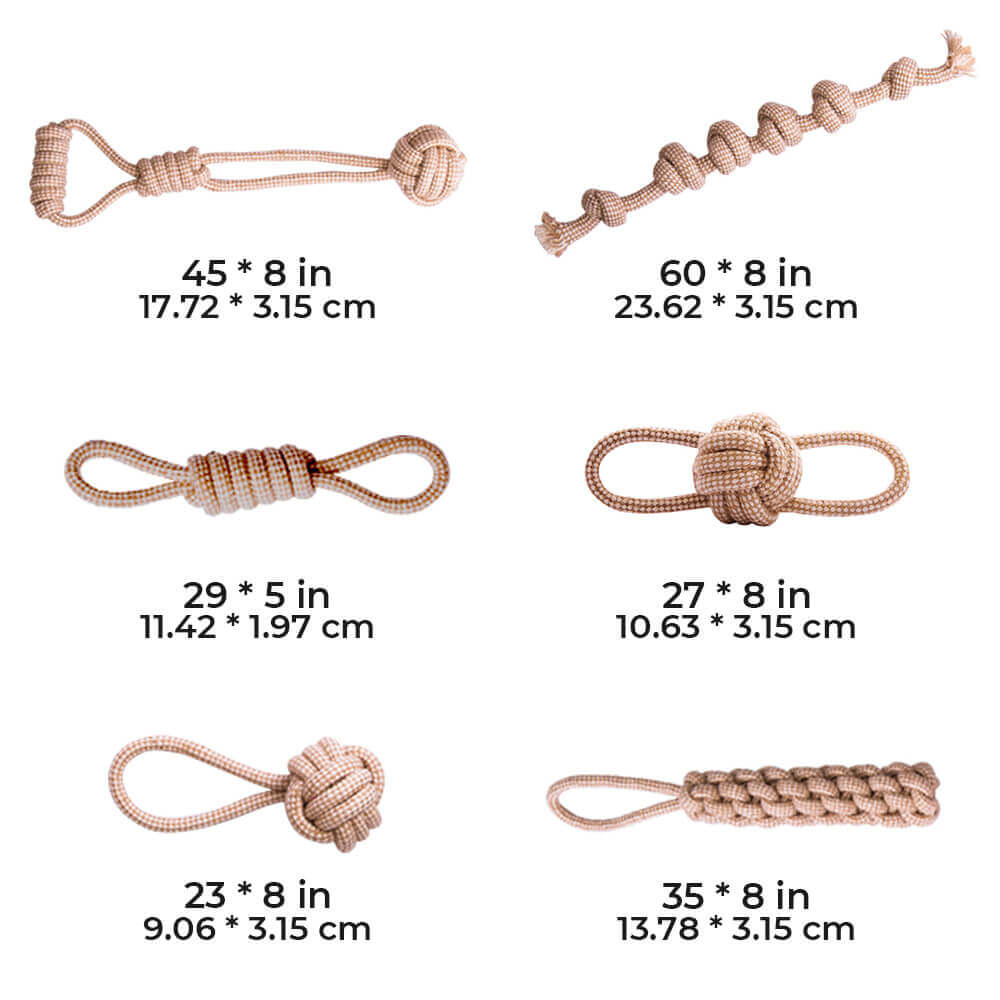 Colorful dog rope chew toy set for puppies and adult dogs, promotes dental health, eco-friendly.