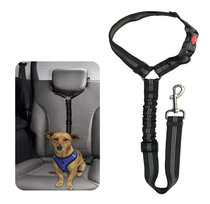 Pet car restraint, adjustable dog leash safety belt for secure journeys