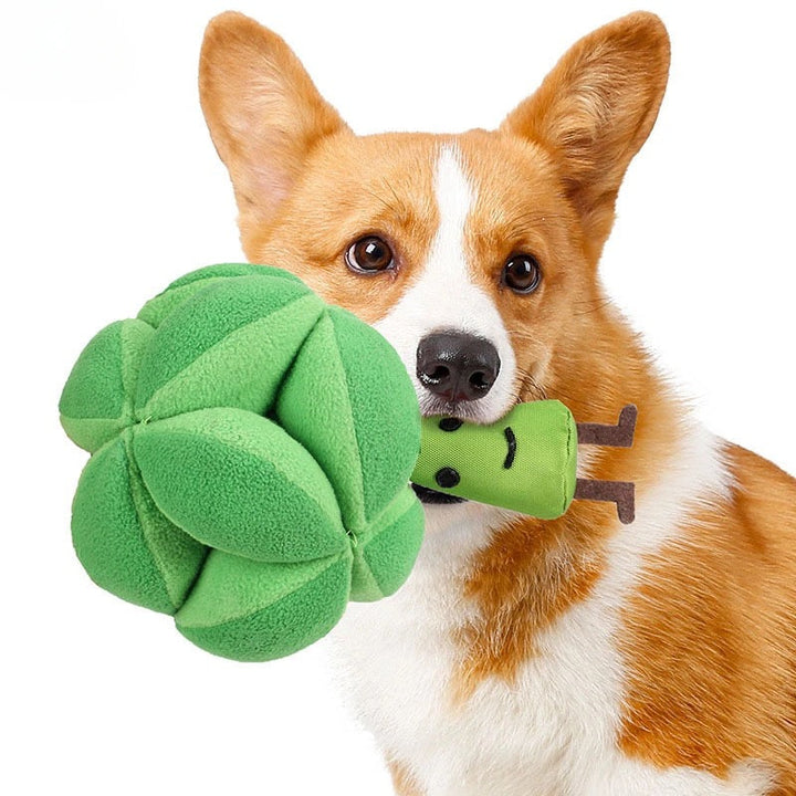 Dog sniffing an interactive snuffle toy, searching for hidden treats, promoting mental enrichment.