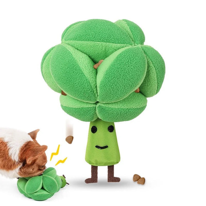 Close-up of a colorful snuffle toy for dogs, designed to dispense treats and encourage natural foraging.