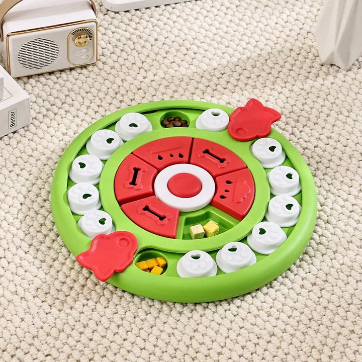 Durable dog enrichment toy with multiple sections, perfect for mental stimulation pet supplies