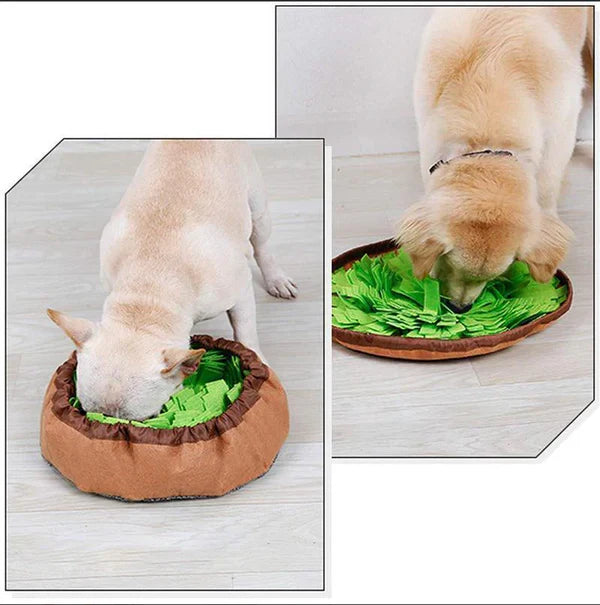 Foraging dog toy: durable snuffle mat spread out, ready for pet enrichment and slow feeding