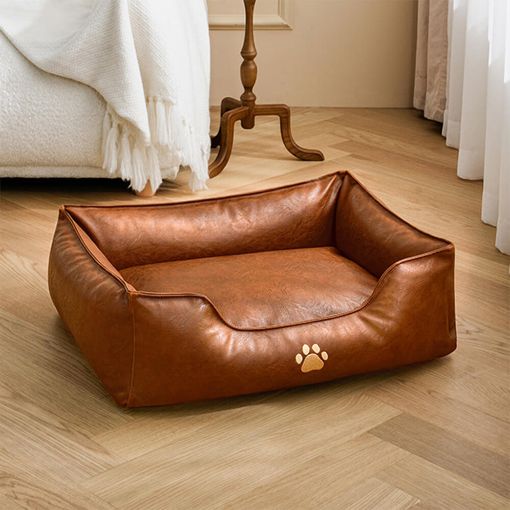Large dog bed, waterproof faux leather sofa for big breeds, sturdy and comfortable