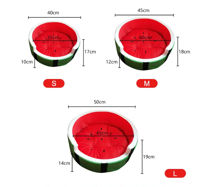 Watermelon dog sofa bed with non-slip bottom, ensuring pet safety and stability
