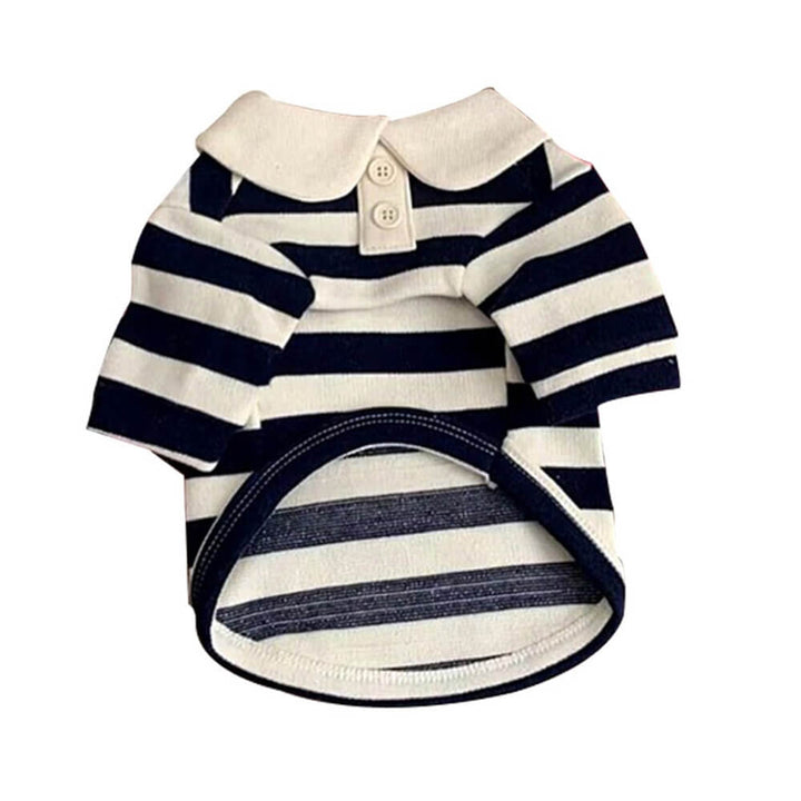 Purple striped polo dog shirt, made from lightweight polyester for ultimate comfort.