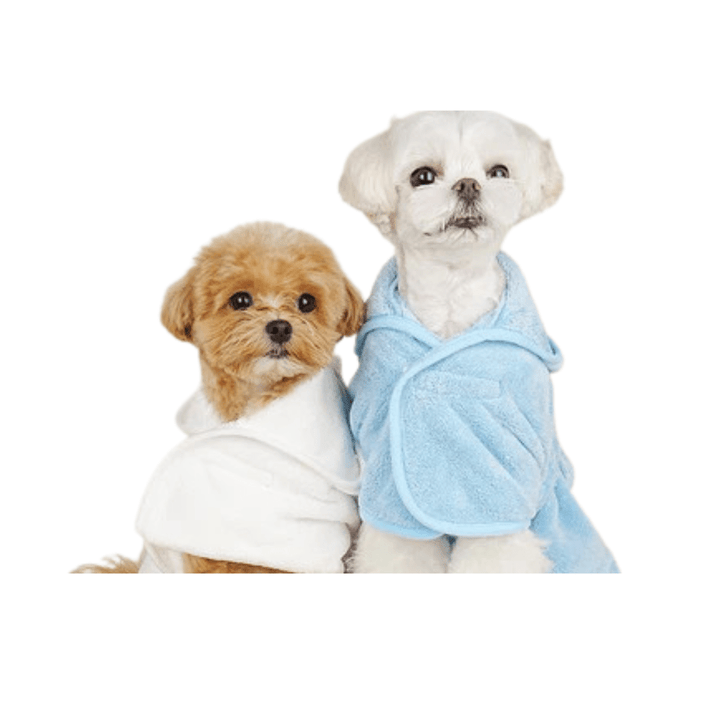 Close up of fluffy microfibers on a dog bathrobe, highlighting its super absorbent texture for pets.