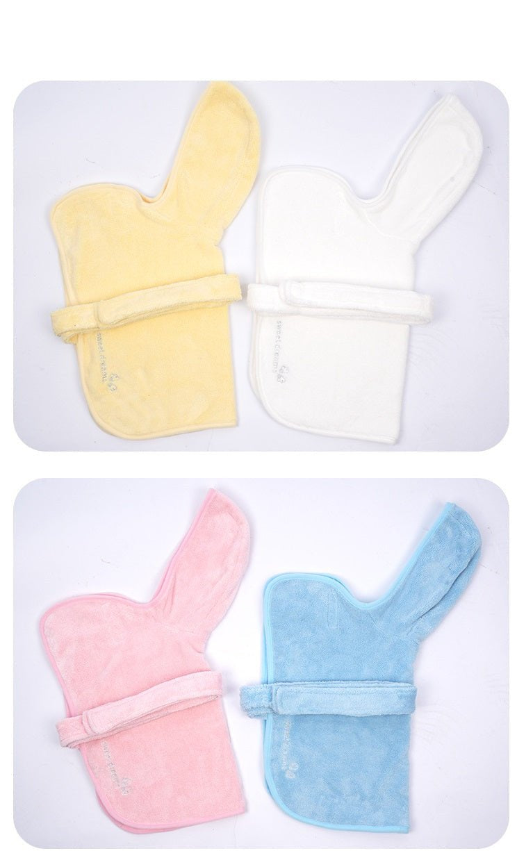 Dog accessories: Blue super absorbent microfiber hooded bathrobe, perfect for pet drying after a swim.