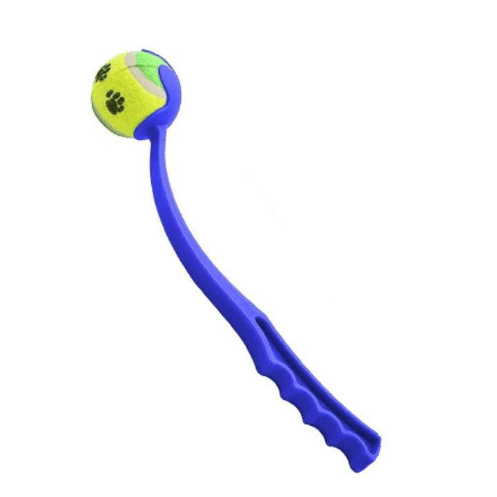 Dog tennis ball launcher fetch toy, blue, for active pets and outdoor play