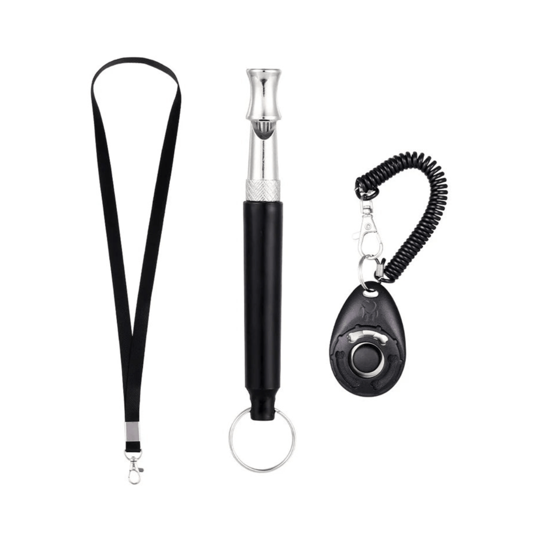 Comprehensive dog training kit featuring a clicker, reward pouch, and reflective walking leash