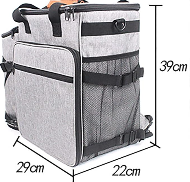 Durable dog travel bag for car, featuring multiple pockets for food, treats, and pet supplies.