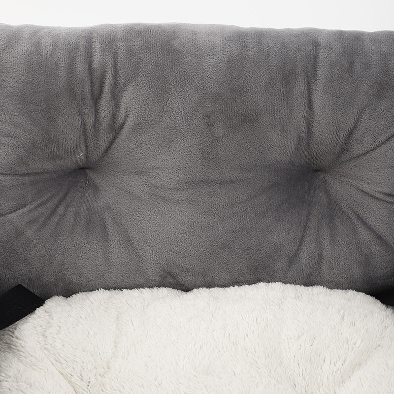 Elevated dog car seat, offering a clear view for pets and protecting vehicle upholstery during trips.