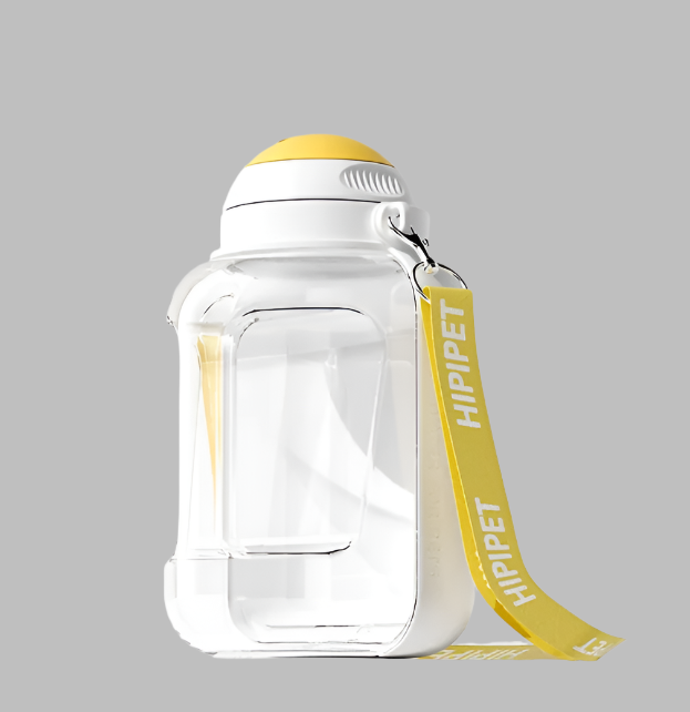 BPA-free dog travel bottle with food compartment, in a vibrant blue color