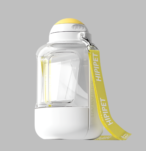 Set of dog accessories: portable water bottle with food bowl for pet travel