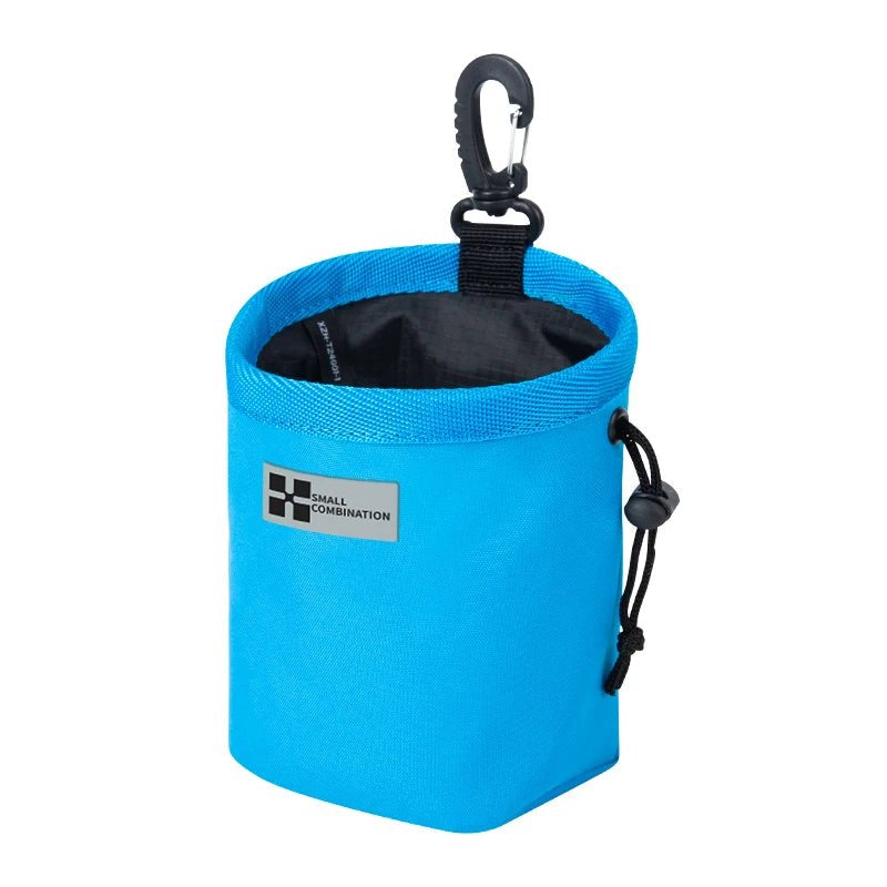 Dog treat pouch with drawstring closure, perfect for pet training and quick access to rewards.