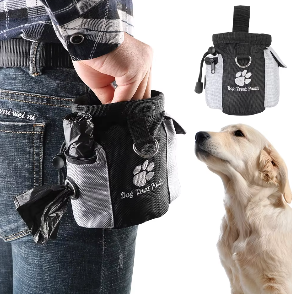 Versatile pet training bag for treats & waste bags, a must-have dog accessory for walkers.