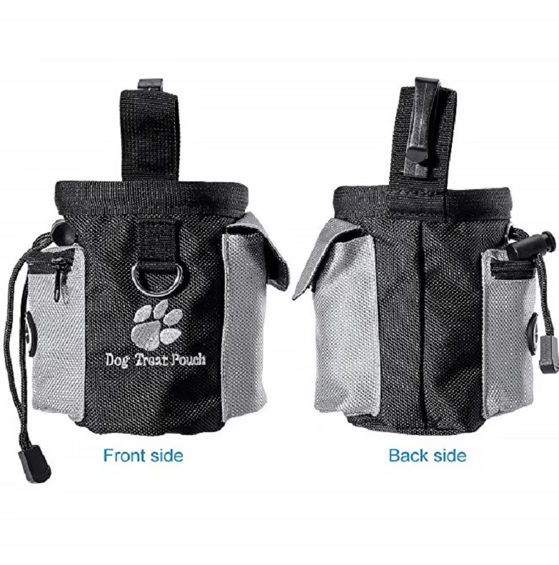 Compact dog treat pouch and poop bag dispenser, a practical solution for pet training needs.