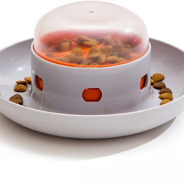 Dog enrichment puzzle toy; a UFO-shaped slow feeder to improve canine's eating habits and mind